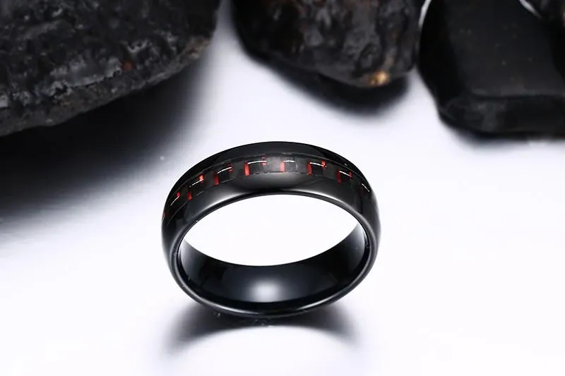 Mystique Carbon Fiber Inlay Tungsten Band