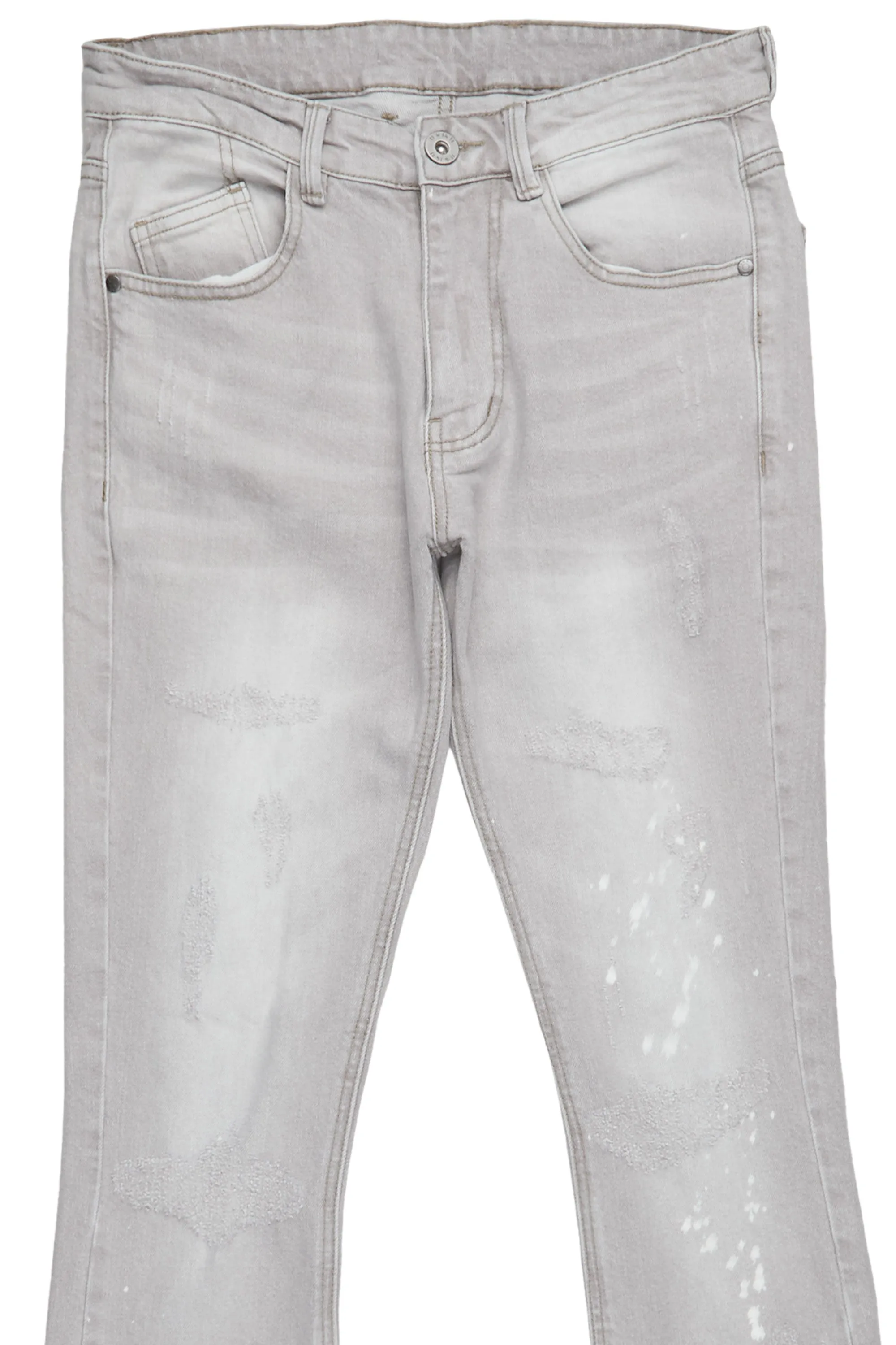 Oddie Grey Stacked Flare Jean