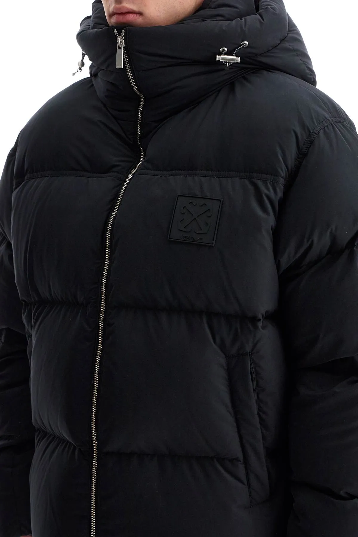 Off-White Down Jacket With Logo Patch