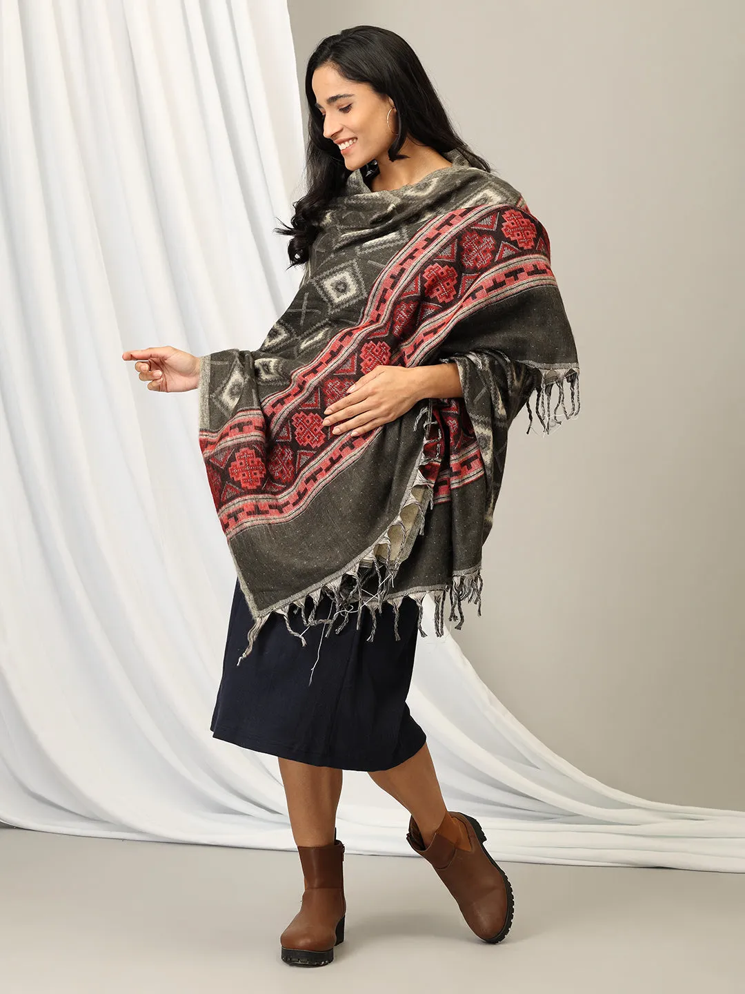 Onyx Cozy Acrylic Woolen Shawl