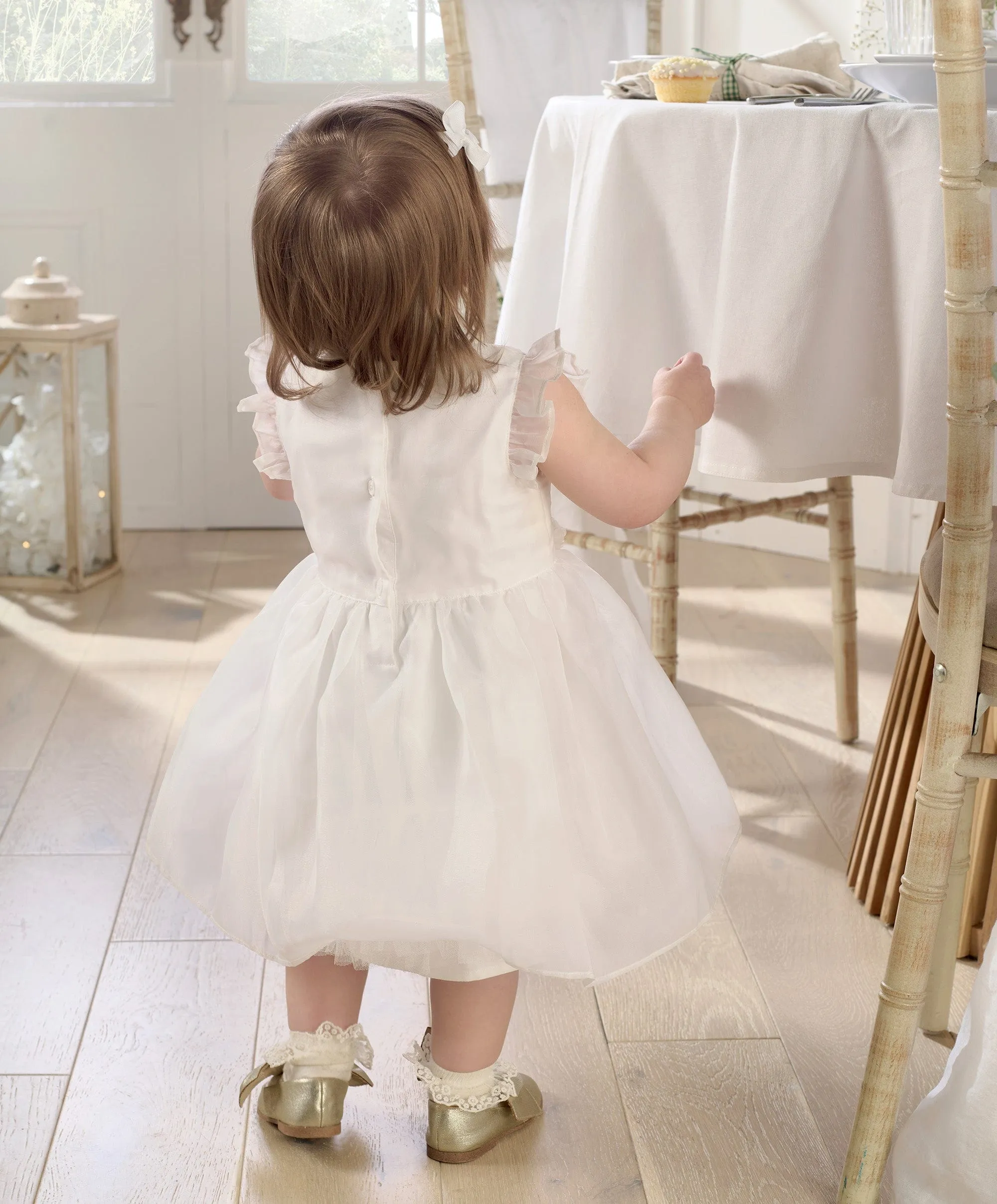 Organza Flower Dress - White