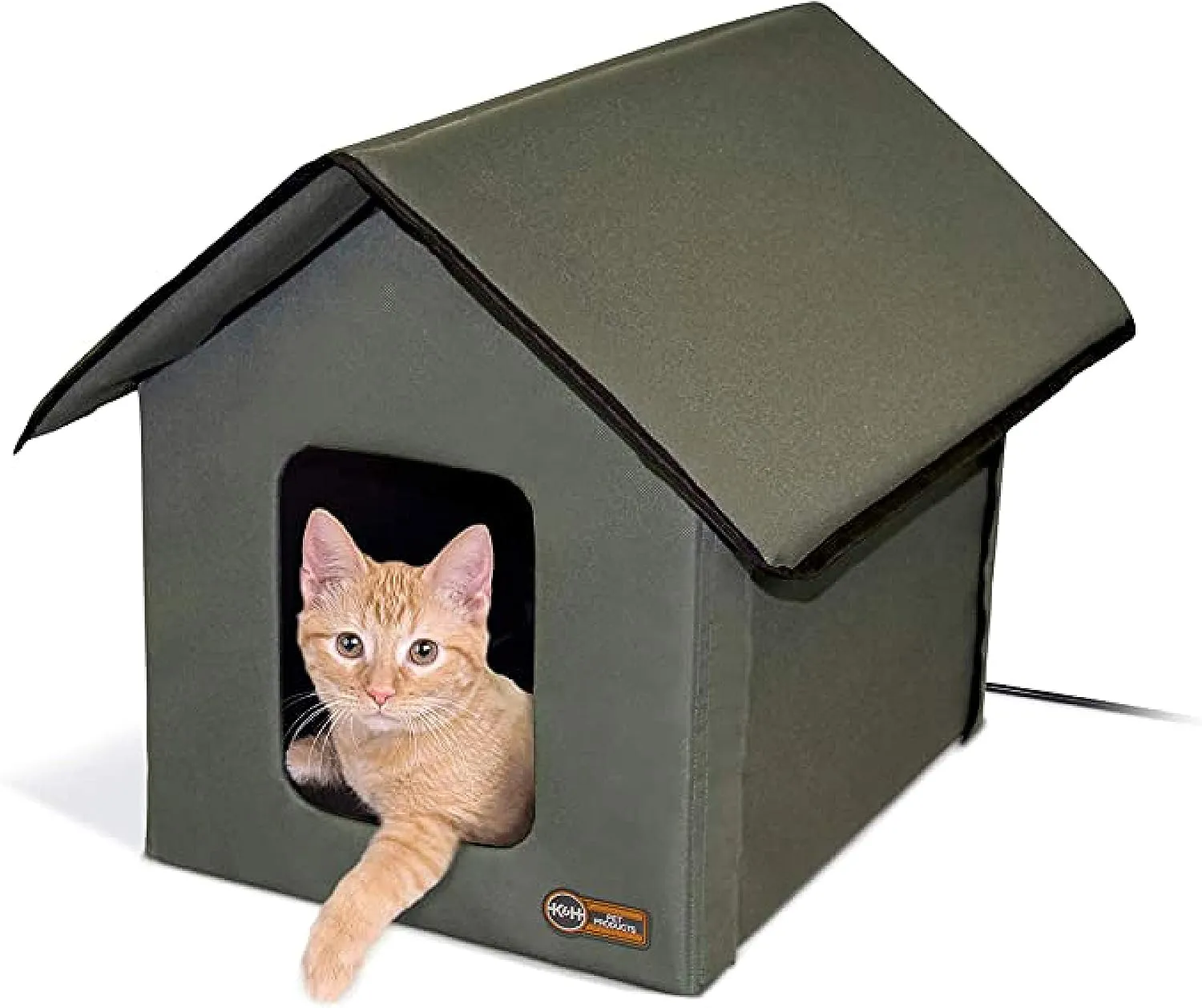 Outdoor Heated Kitty House, Insulated Shelter with Heated Pad for Winter