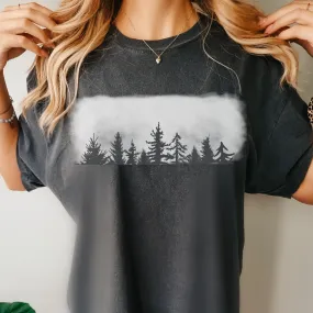 Pine Tree Silhouette, Forest, Outdoors, Hiking, Nature, Camping T-shirt Tee, Garment Dyed Comfort Colors, Spring Shirt