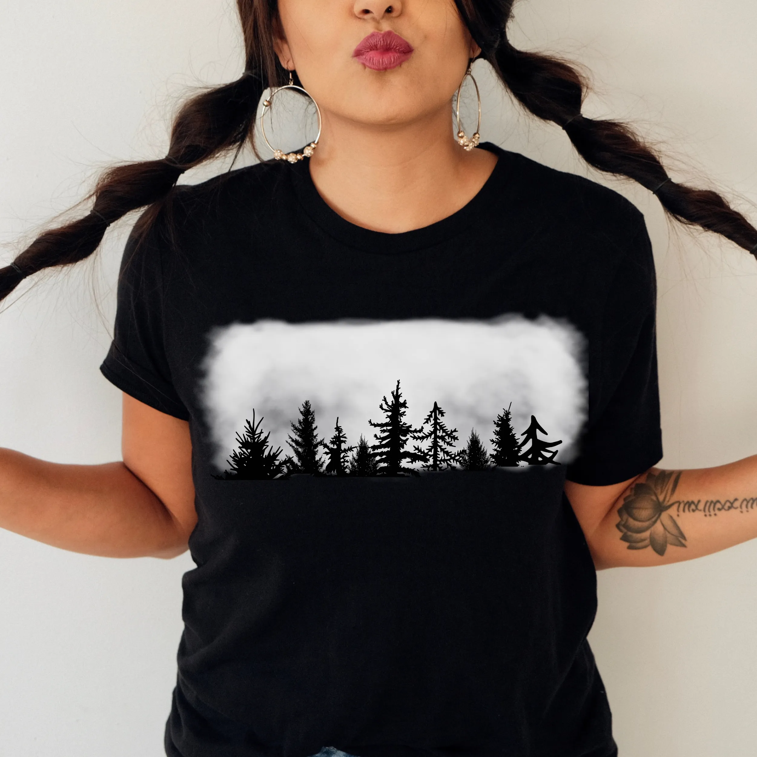 Pine Tree Silhouette, Forest, Outdoors, Hiking, Nature, Camping T-shirt Tee, Garment Dyed Comfort Colors, Spring Shirt