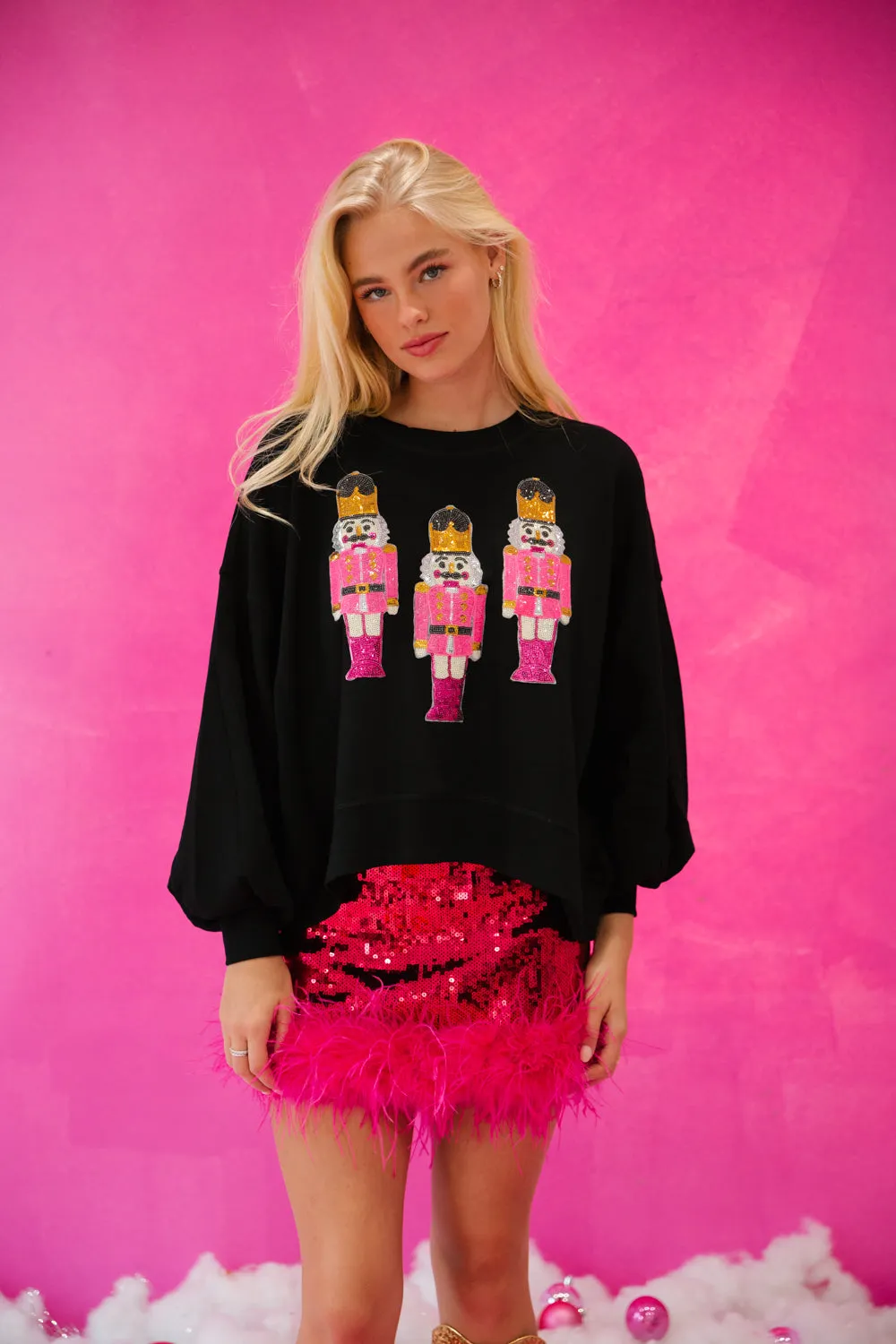 PINK SEQUIN NUTCRACKER PULLOVERS