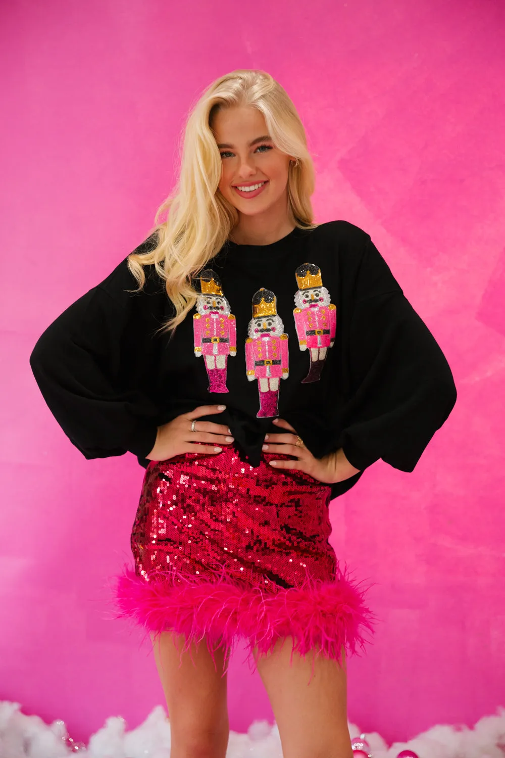 PINK SEQUIN NUTCRACKER PULLOVERS