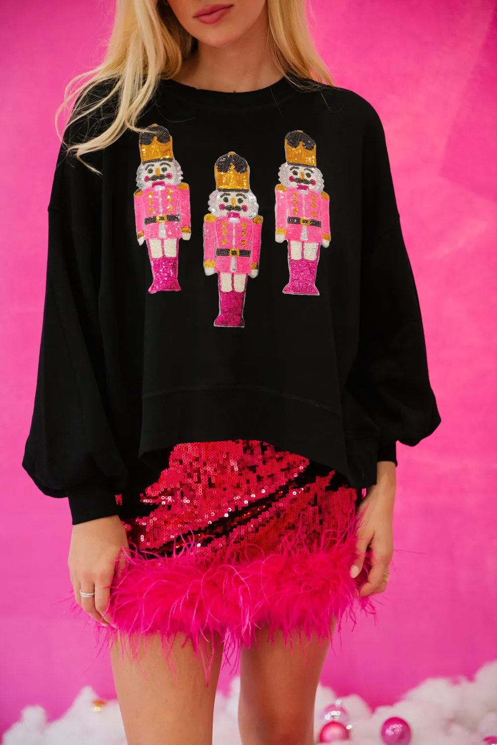 PINK SEQUIN NUTCRACKER PULLOVERS