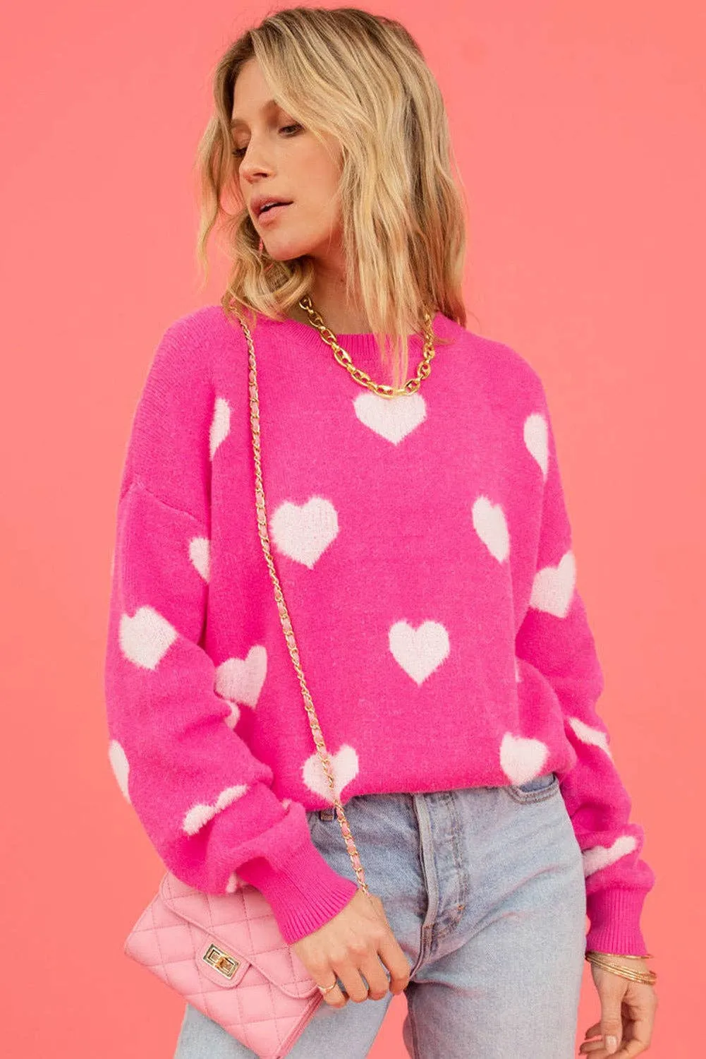 Pink Valentine Heart Sweater