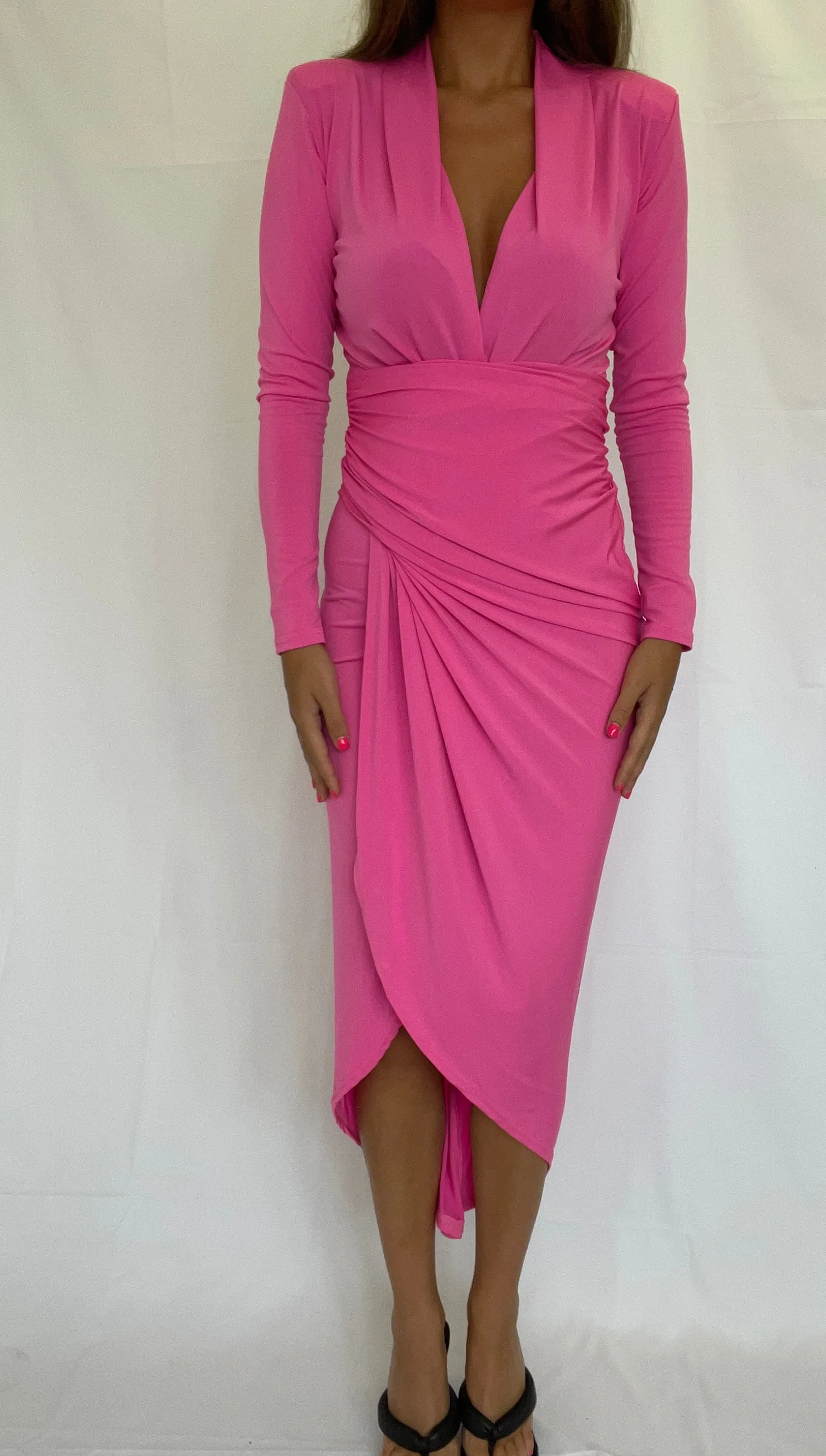 Pink Wrap Midi Dress