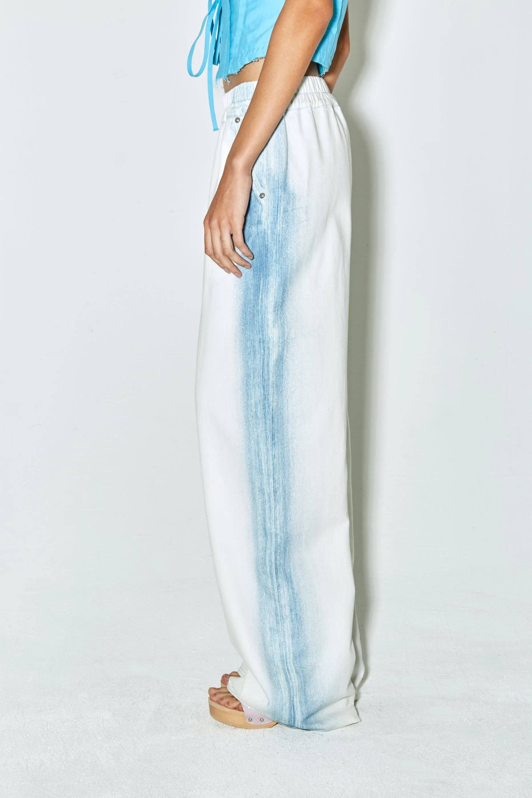 POLLY pants blue side strip on white denim