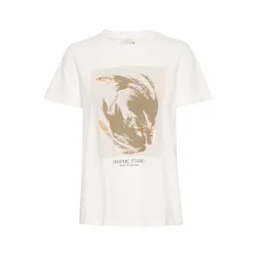 Polly t-shirt chalk/ sand graphic print