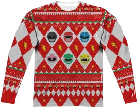 Power Rangers Ugly Faux Christmas Sweater Long Sleeve Tee