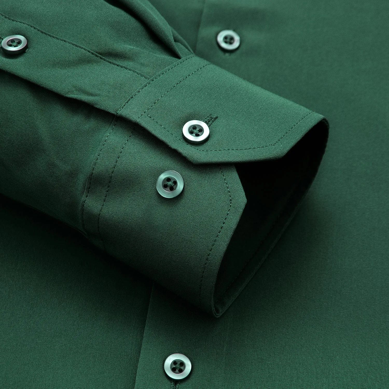 Pure Dark Green Solid Men's Long Sleeve Shirt