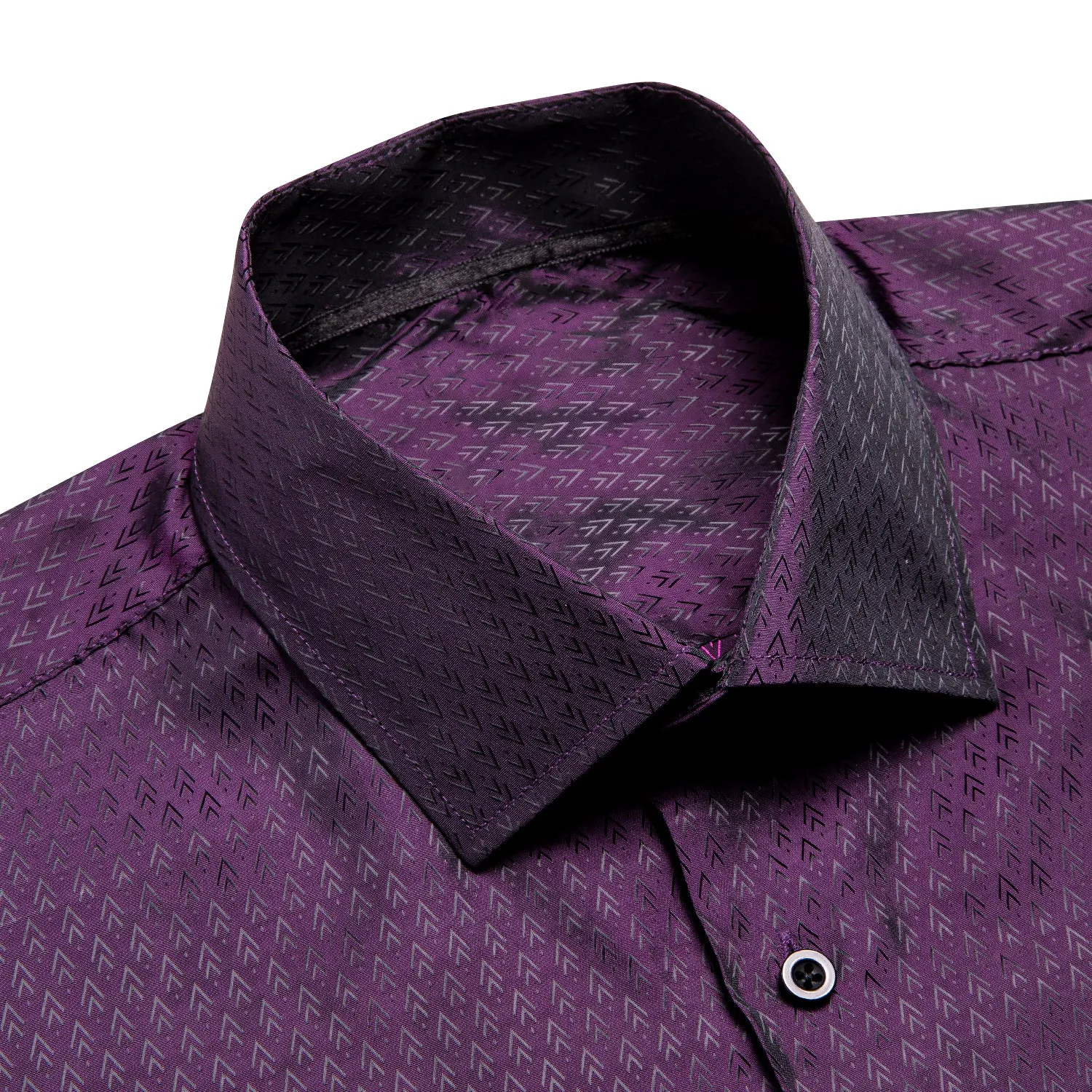 Purple Black Novelty Silk Men's Long Sleeve Shirt