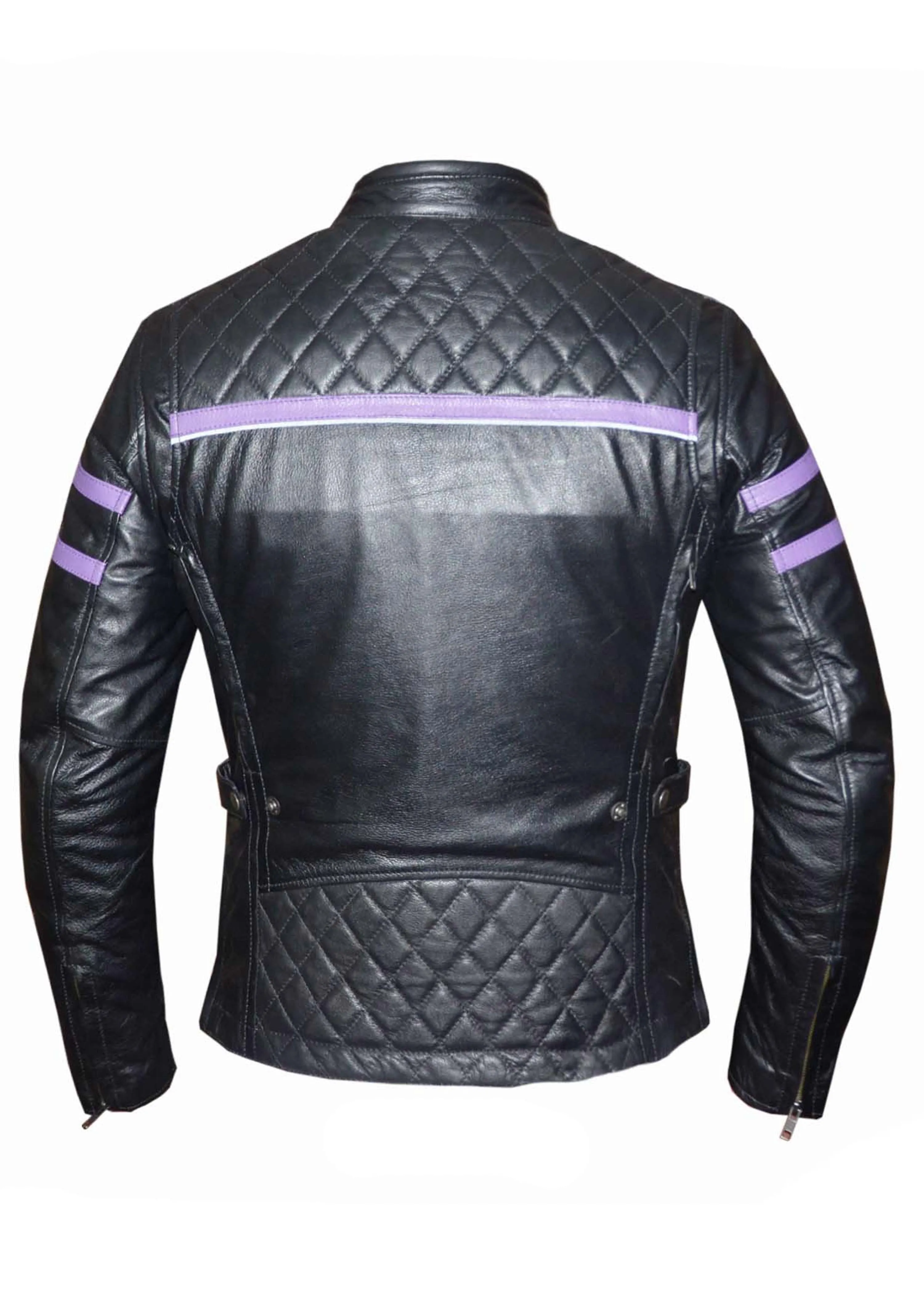 Quilted Shoulder Leather Jacket Women's