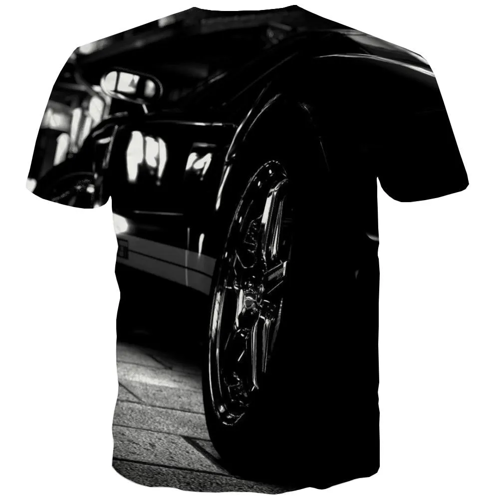 Racing Car T-shirt Men Metal T-shirts Graphic City Tshirts Cool Gray Tshirt Anime Retro T-shirts 3d