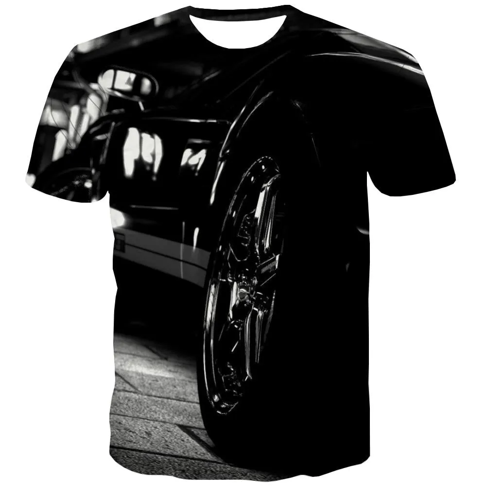 Racing Car T-shirt Men Metal T-shirts Graphic City Tshirts Cool Gray Tshirt Anime Retro T-shirts 3d