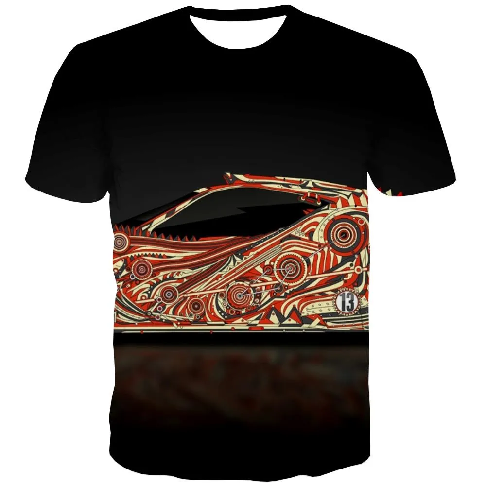 Racing Car T-shirt Men Metal Tshirt Anime City Tshirt Printed Gray Tshirts Casual Retro Shirt Print