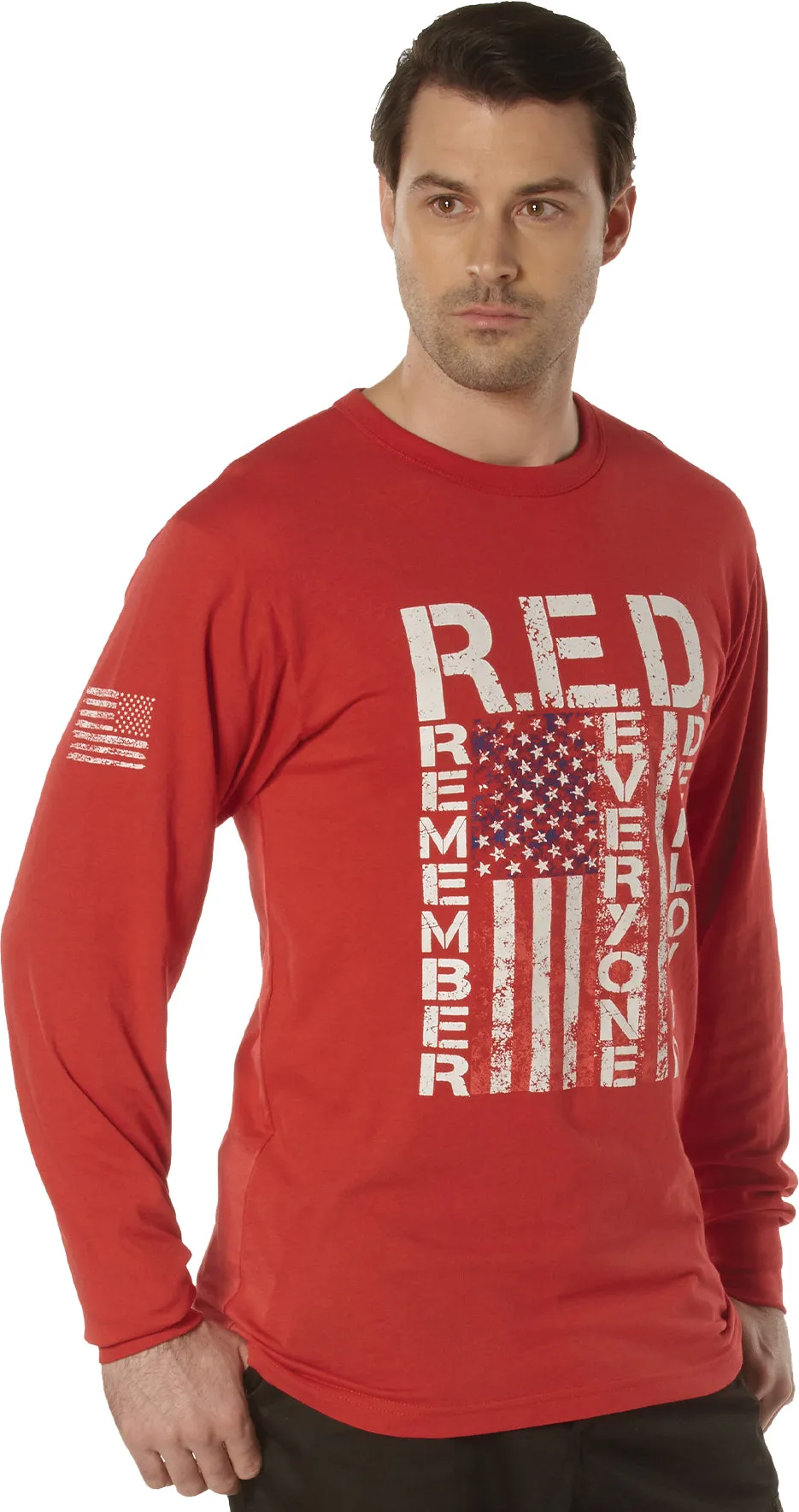 Red Long Sleeve R.E.D. (Remember Everyone Deployed) Athletic Fit T-Shirt