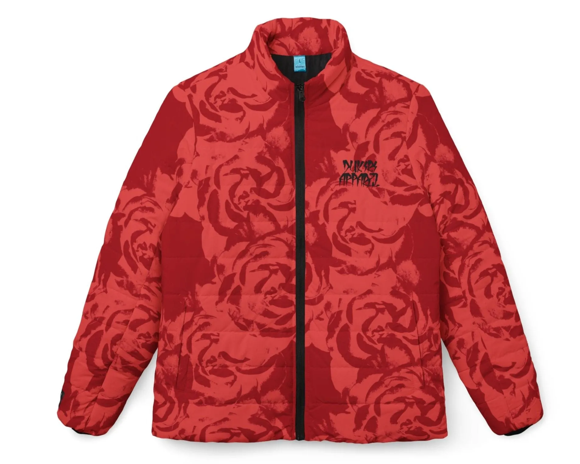 Red Rose Pattern Women’s Puffer Jacket