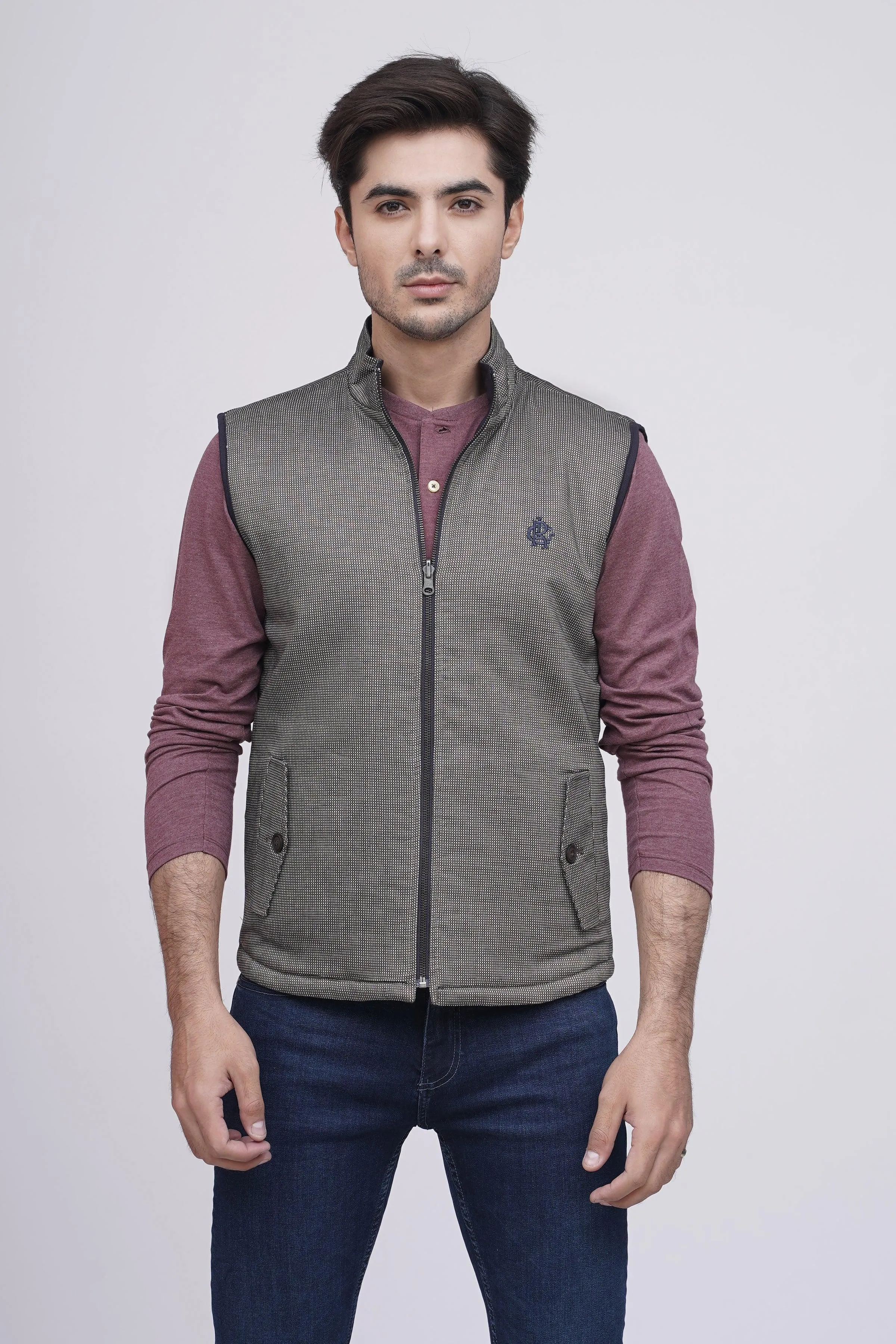 REVERSIBLE JACKET S/L BROWN WHITE