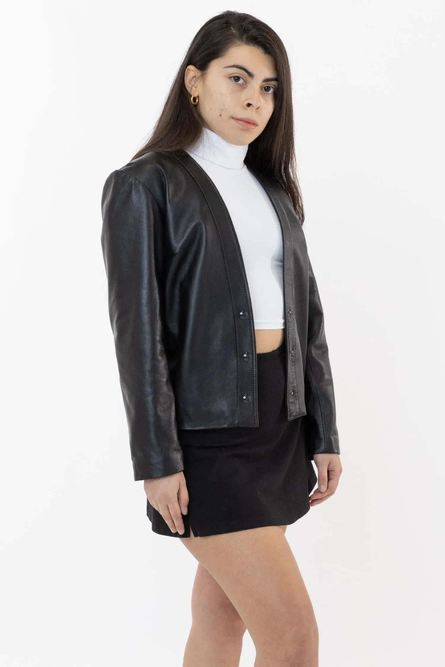 RLH3000 - Leather Collarless Blazer