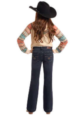 Rock & Roll Girls Rope Emblem Trouser Jeans Dark Wash - BG5MD05332