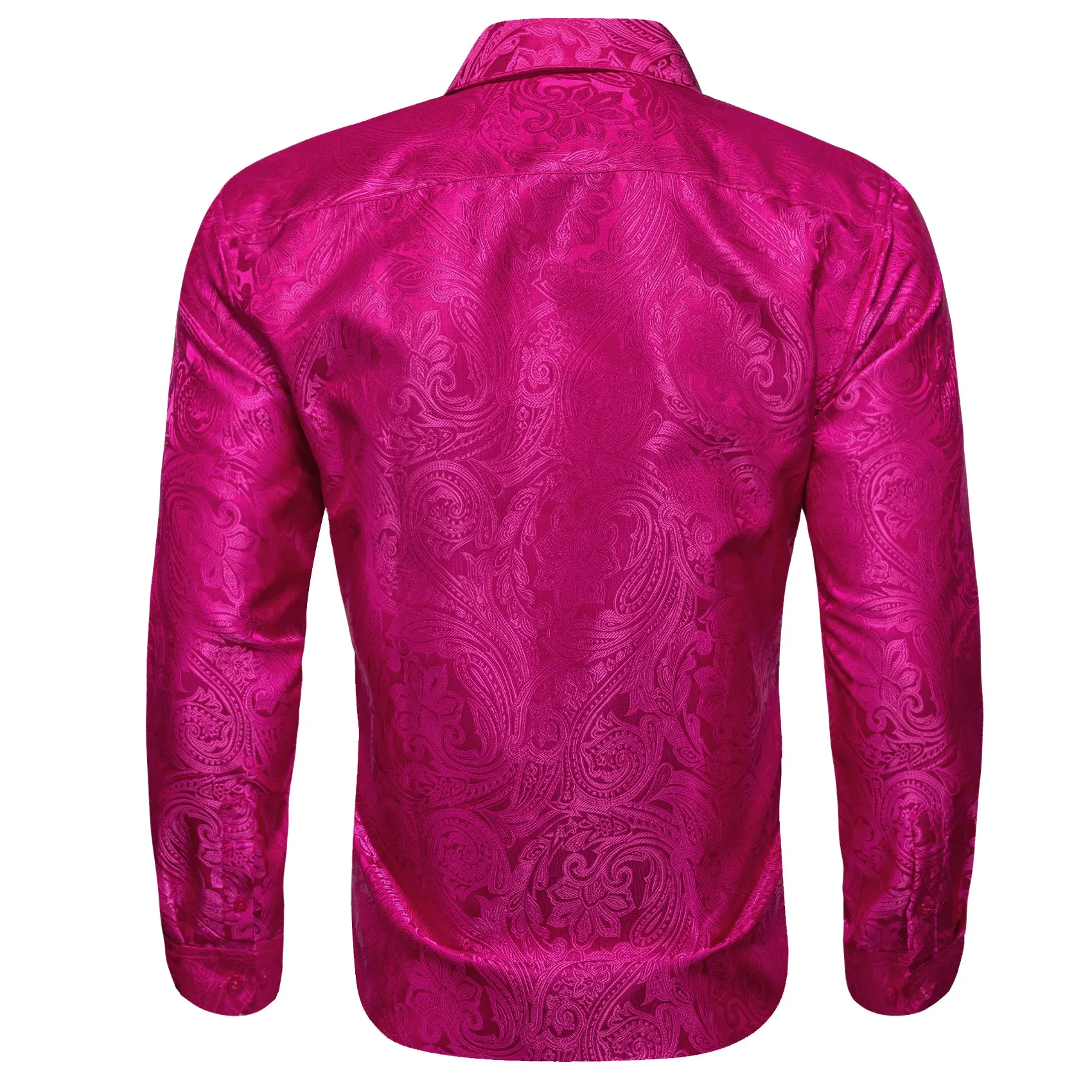 Rose Pink Paisley Men's Long Sleeve Shirt