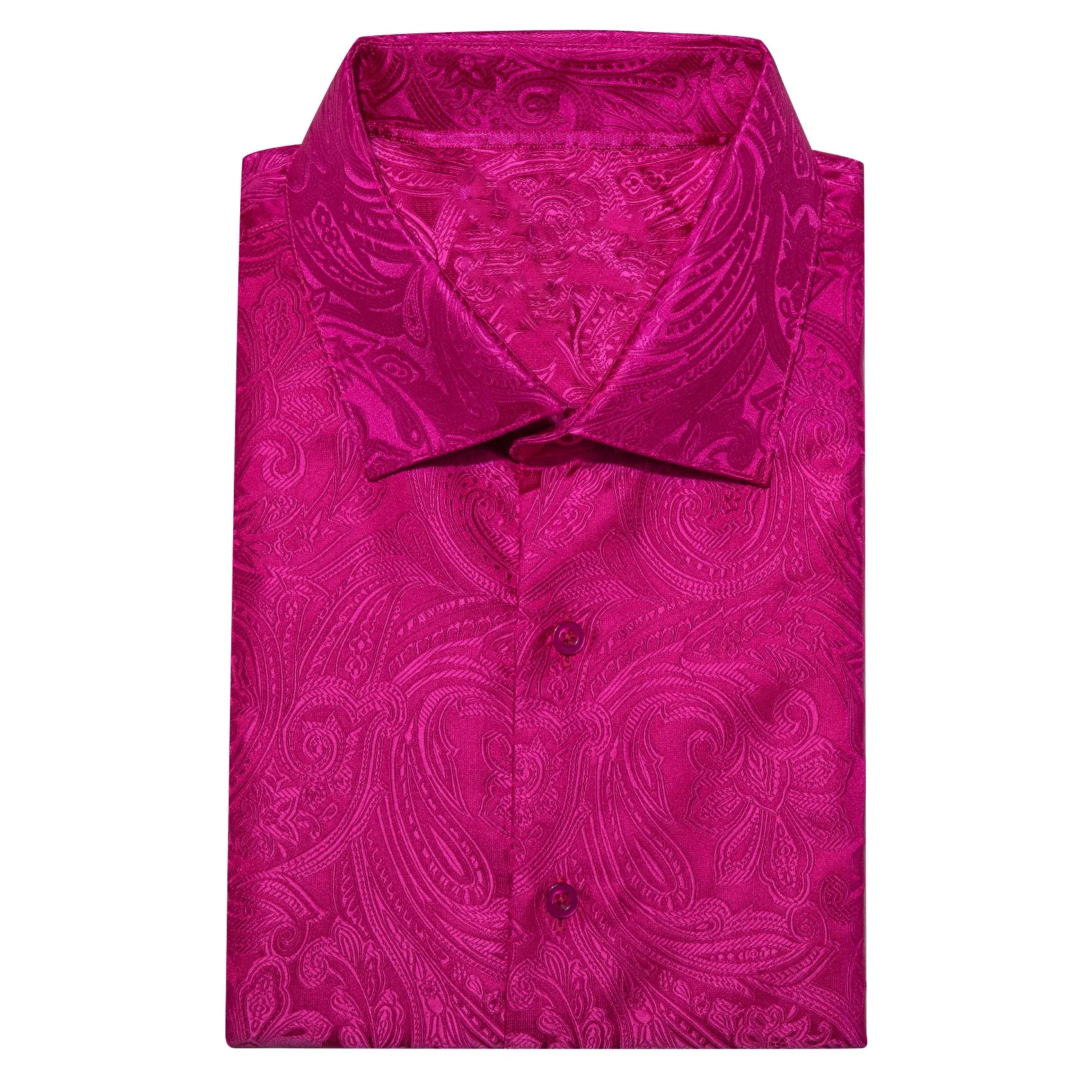 Rose Pink Paisley Men's Long Sleeve Shirt