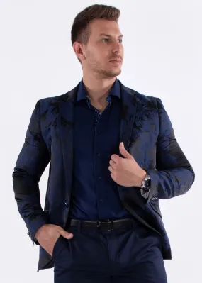 Royal Blue Floral Print Evening Blazer