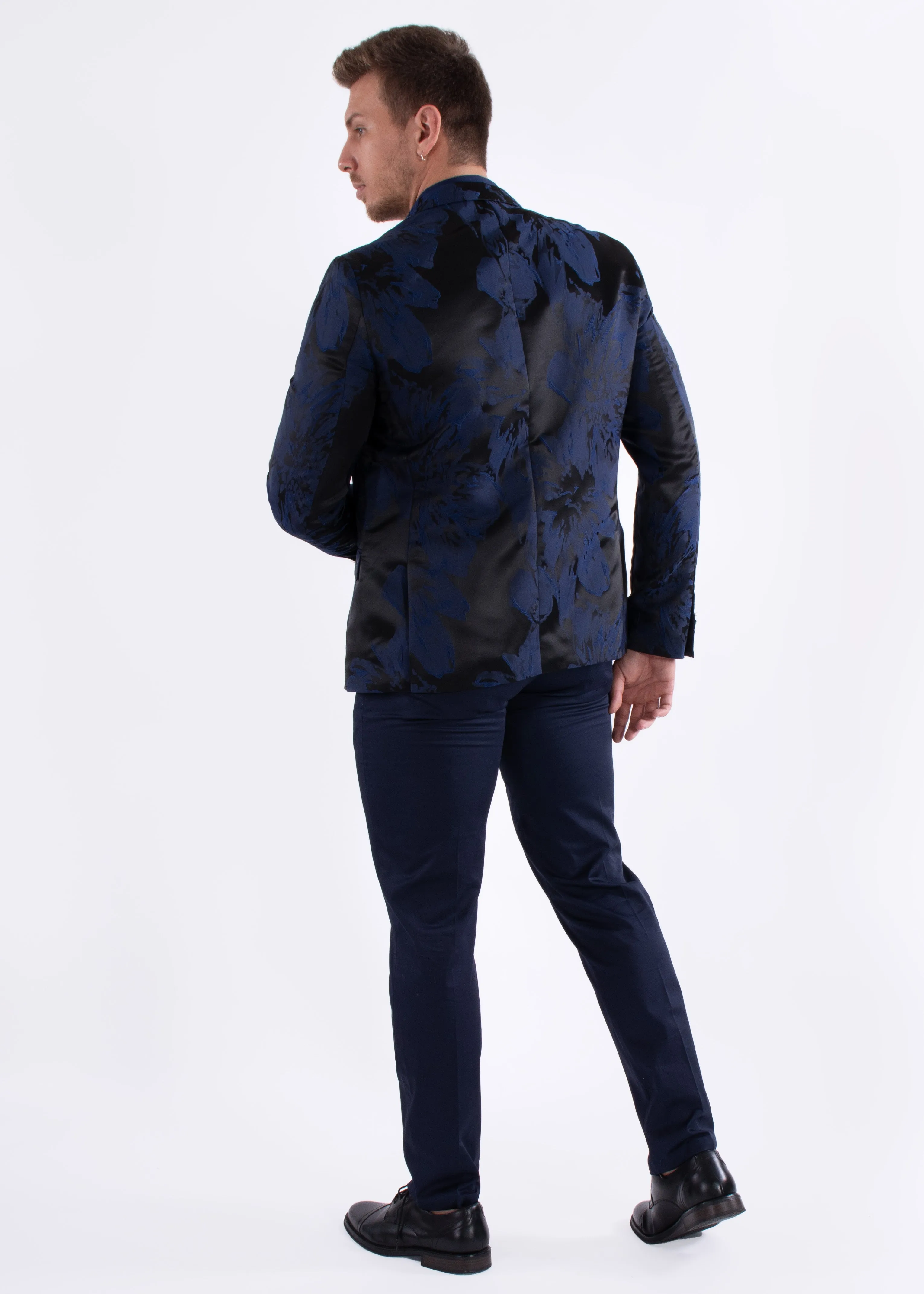 Royal Blue Floral Print Evening Blazer