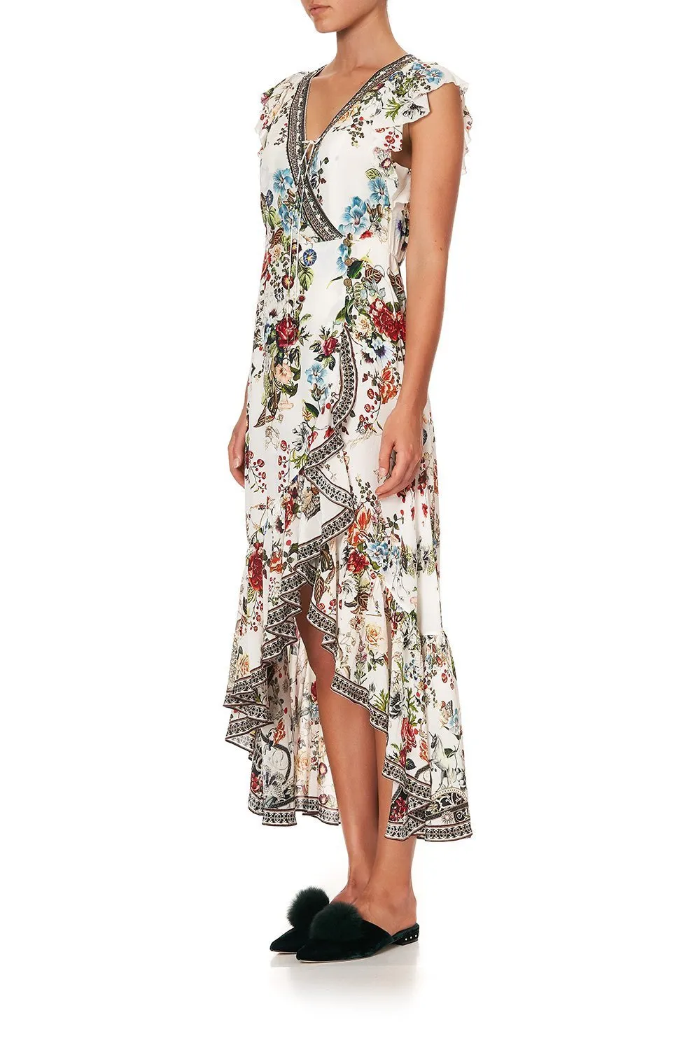 RUFFLE WRAP DRESS SHAKESPEARES GARDEN