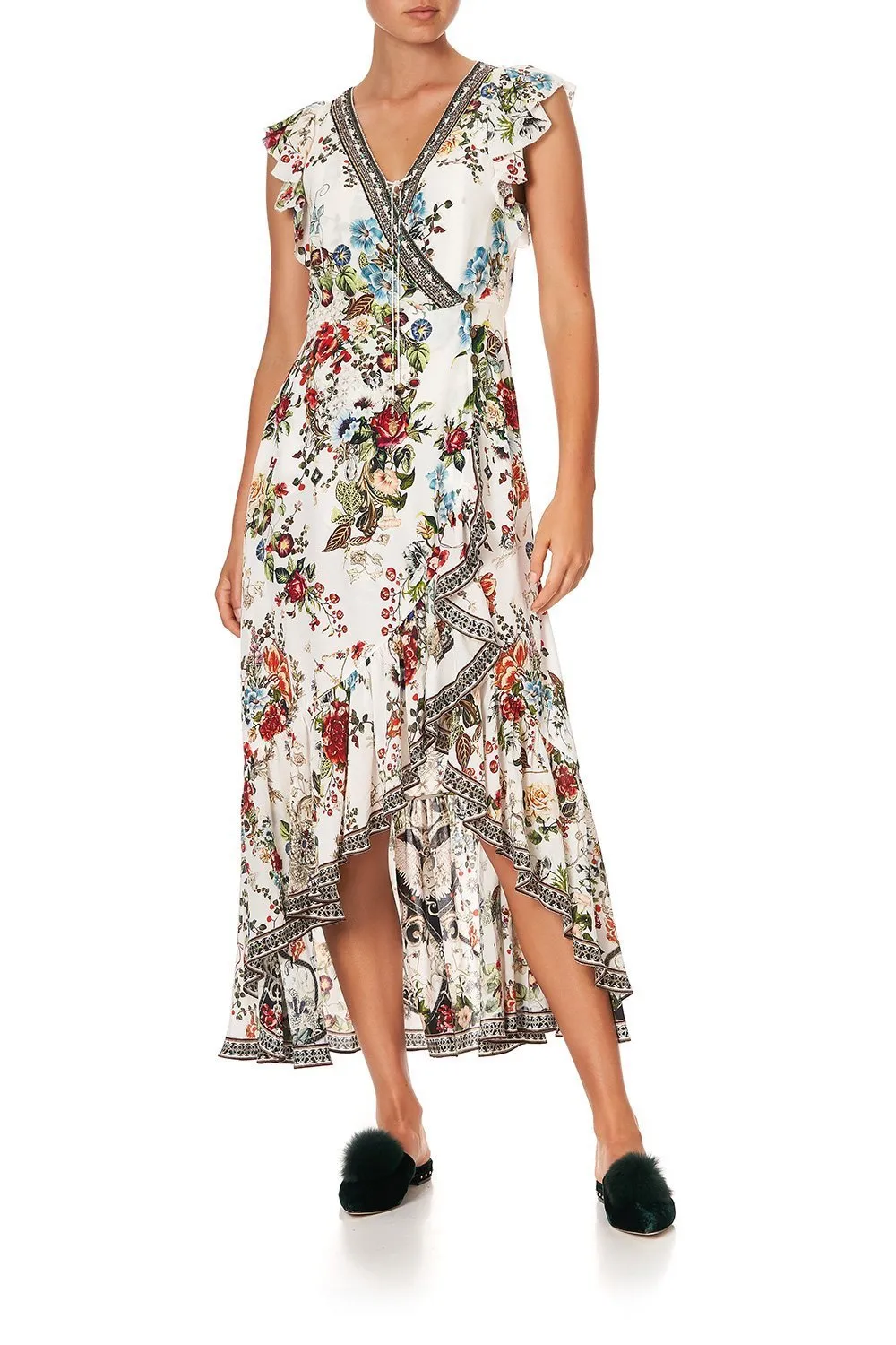 RUFFLE WRAP DRESS SHAKESPEARES GARDEN