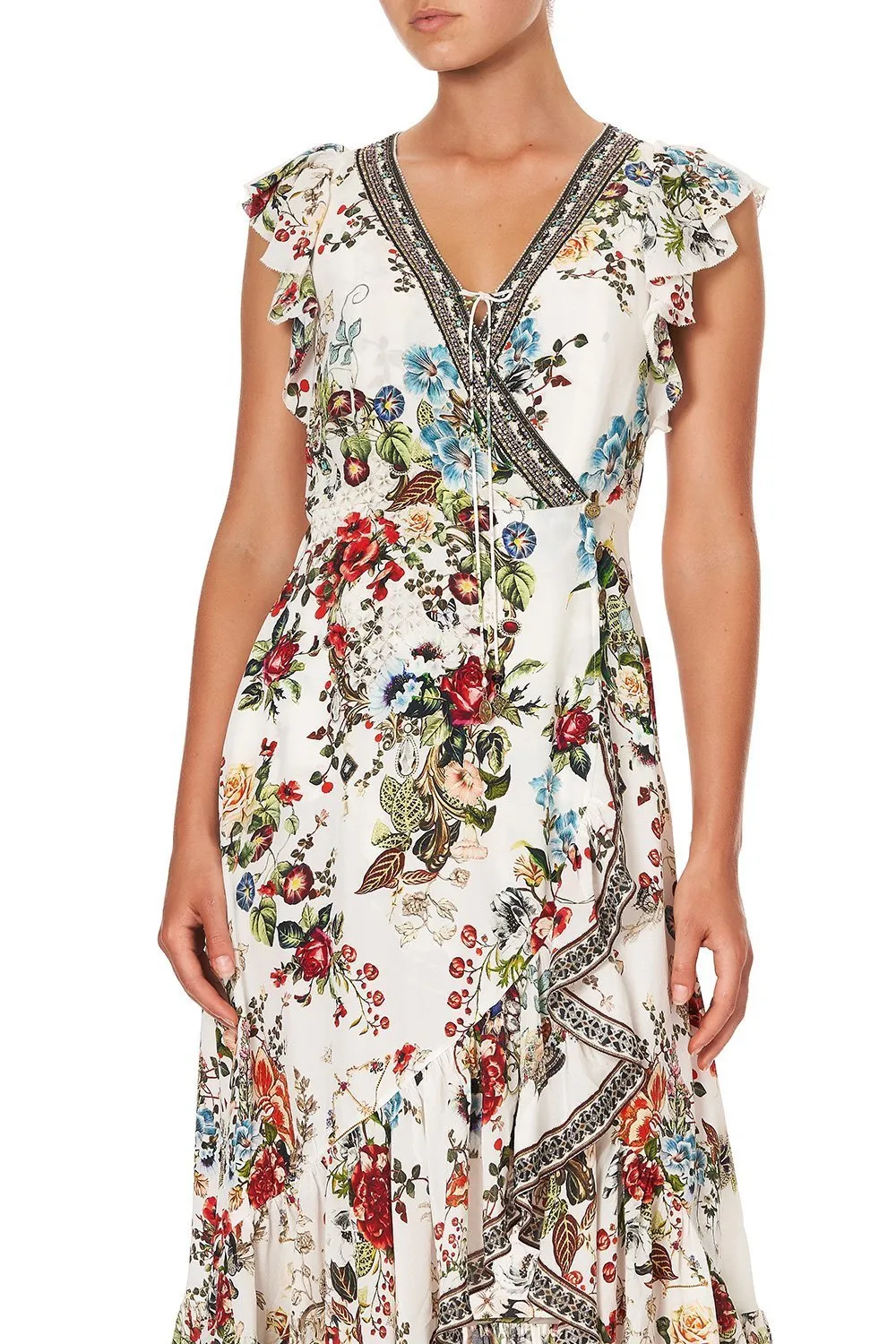 RUFFLE WRAP DRESS SHAKESPEARES GARDEN