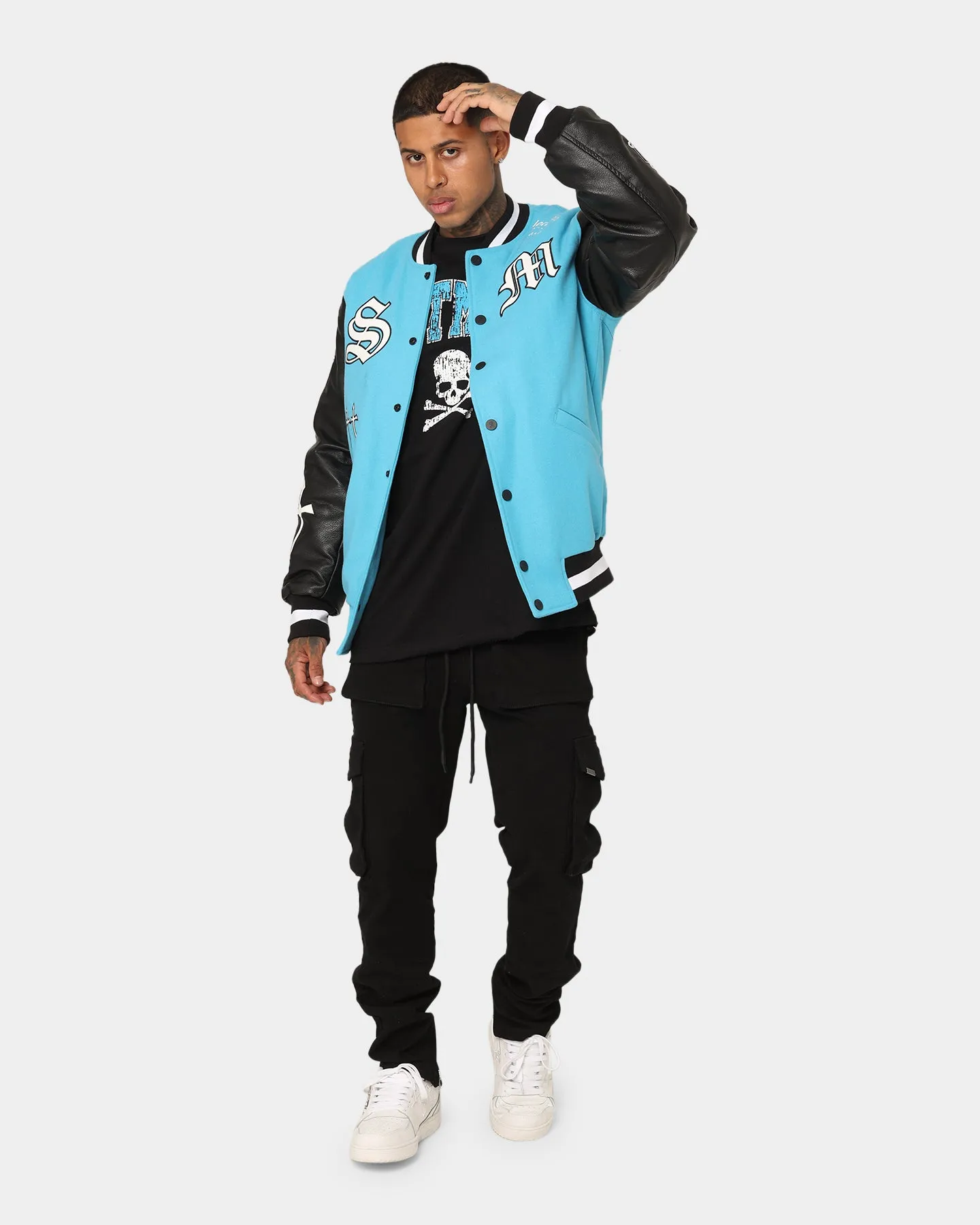 Saint Morta Graveyard Varsity Jacket Cyan