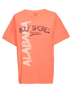 Salmon Pink Gulf Shores Printed T-shirt - XL