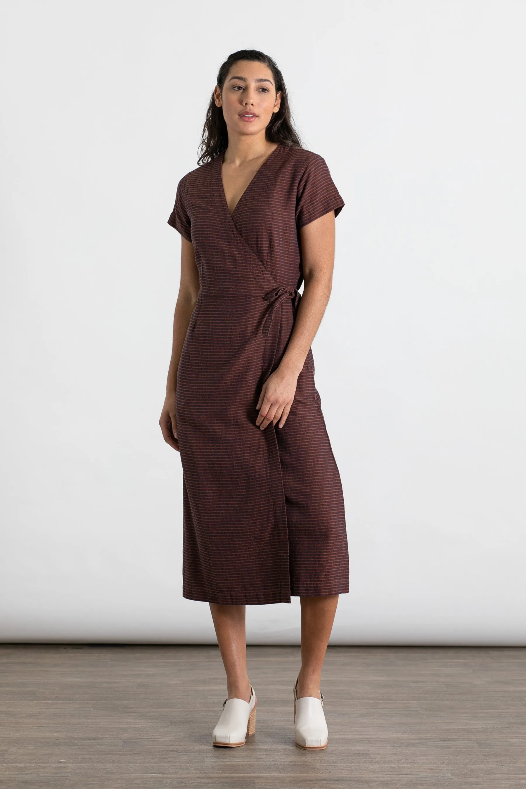 Saria Wrap Dress / Subtle Stripe