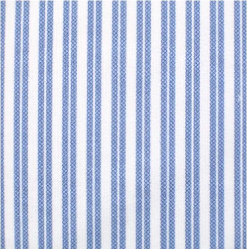 Short Sleeve Shirt in White and Light Blue Double Stripe