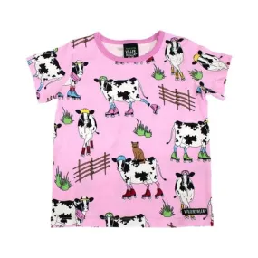 Short Sleeve Shirt: Roller Cow in Blossom