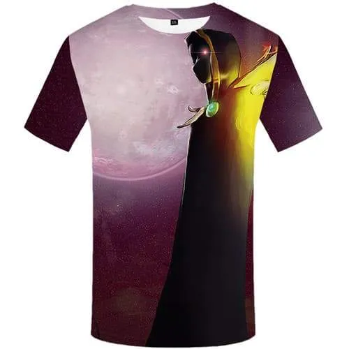 Skull T-shirt Men Galaxy Space T-shirts Graphic Moon Tshirts Cool Cosplay Tshirt Printed Flame Tshirt Anime Short Sleeve