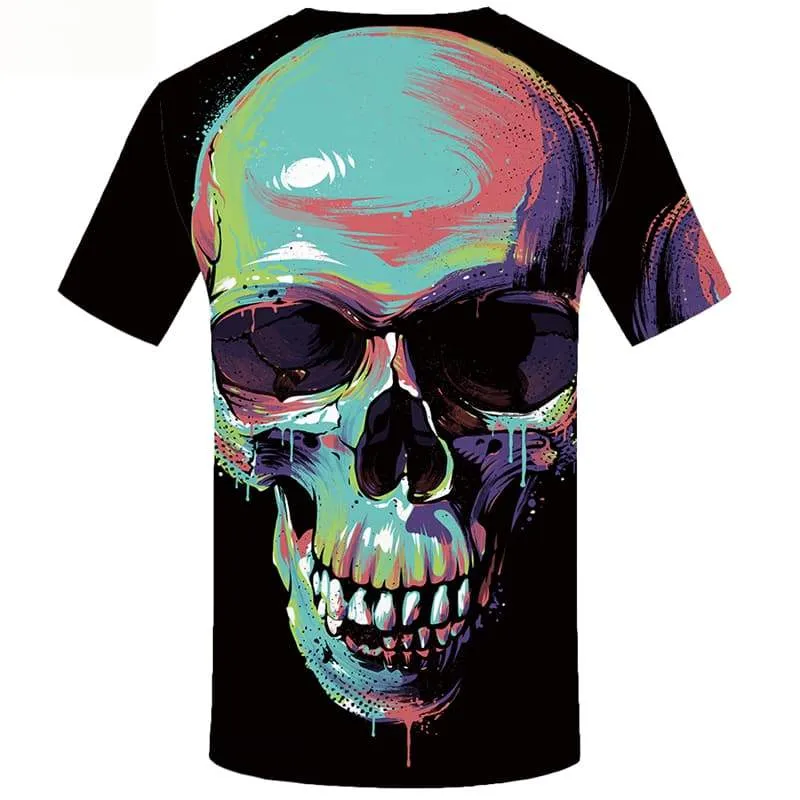 Skull T-shirt Men Graffiti Tshirts Casual Punk Tshirts Cool Short Sleeve