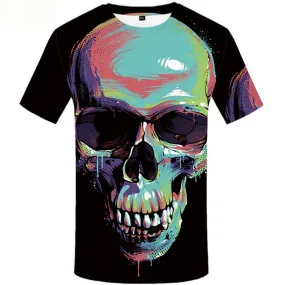 Skull T-shirt Men Graffiti Tshirts Casual Punk Tshirts Cool Short Sleeve