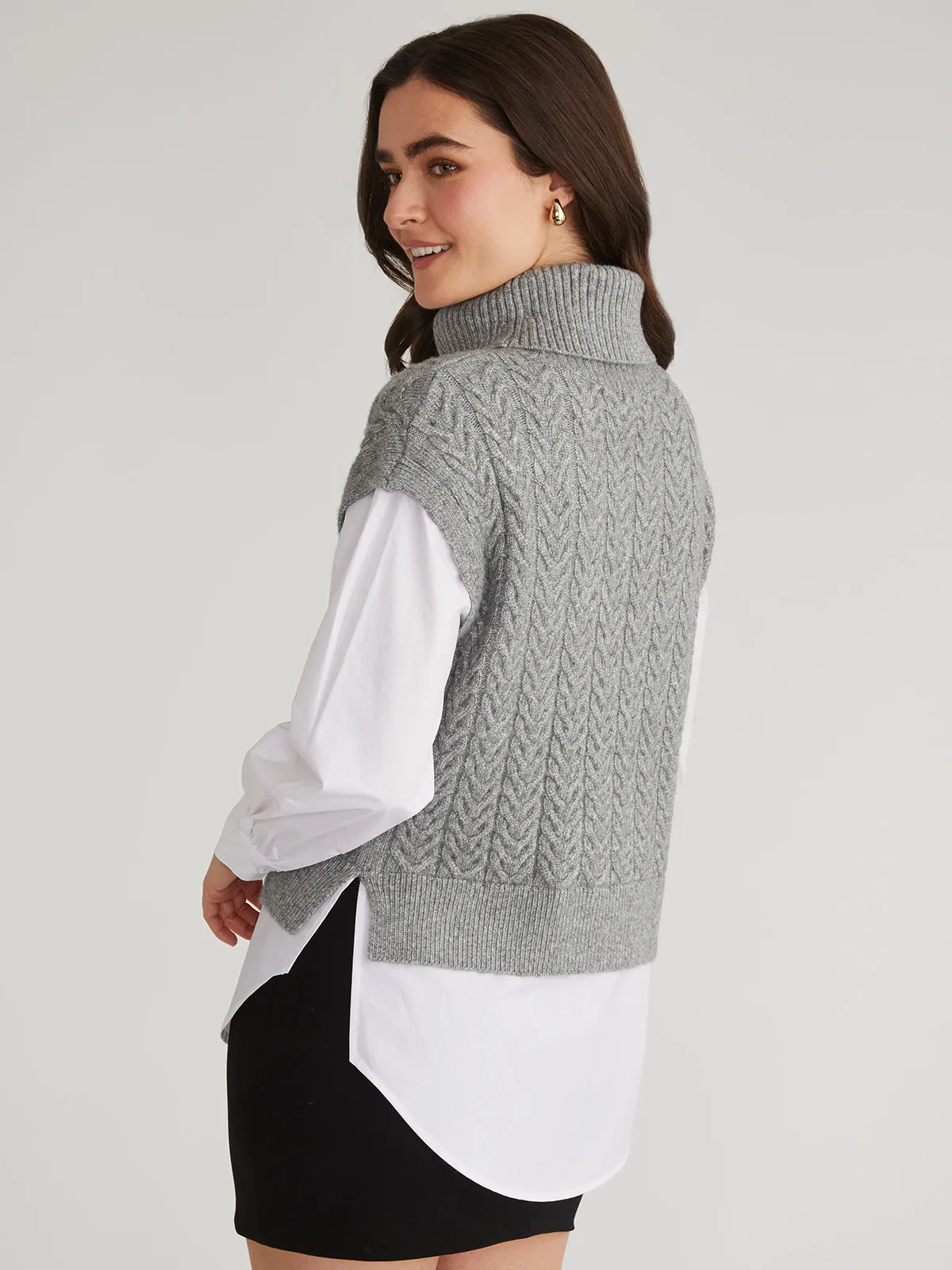 Sofia: Mixed Media Layered Turtleneck Sweater