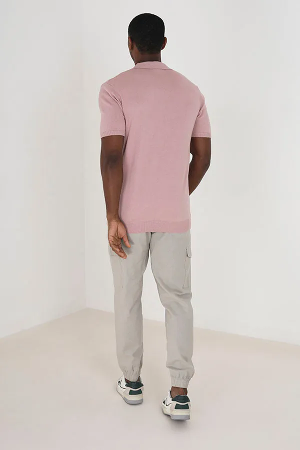 STONE POCKET DETAIL COTTON/LINEN CARGO TROUSERS