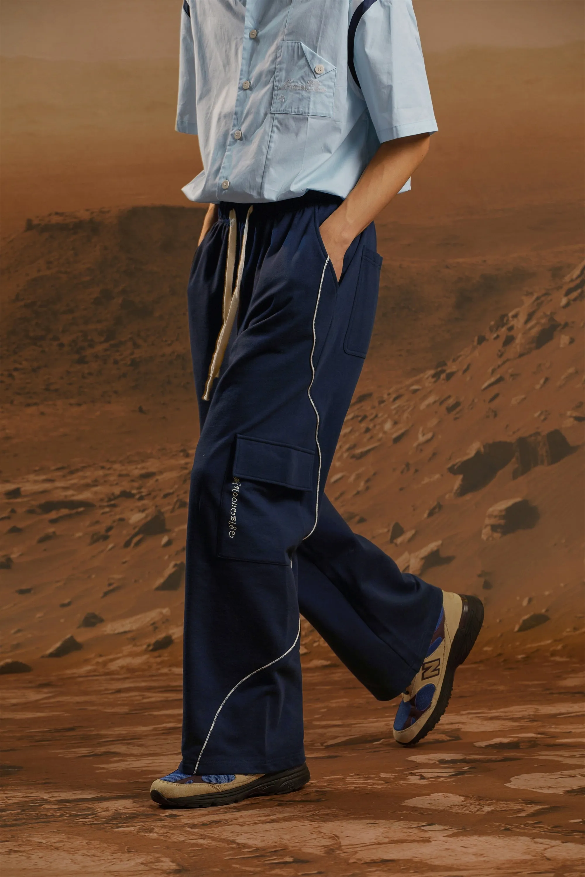 String Cargo Wide Pants