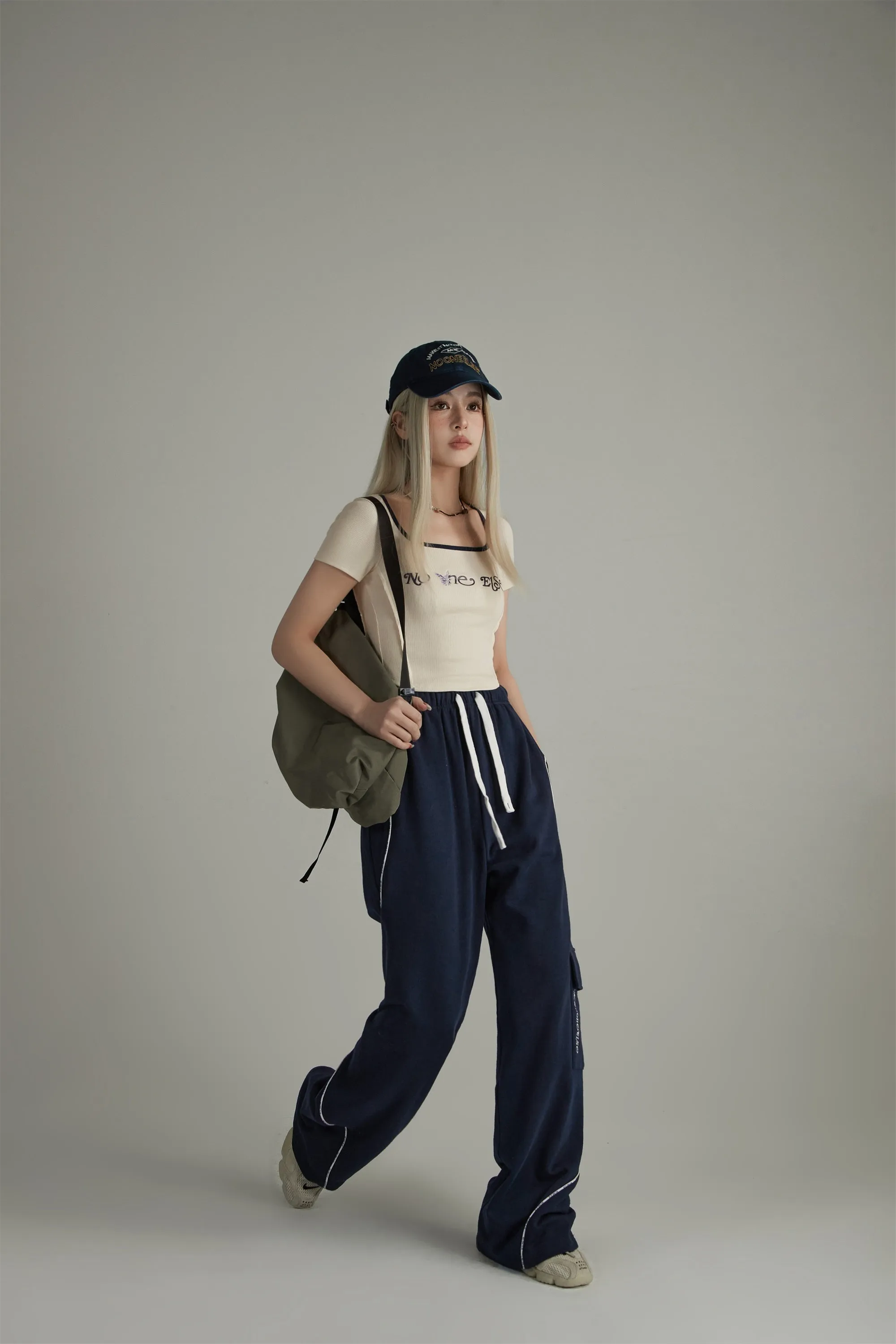 String Cargo Wide Pants