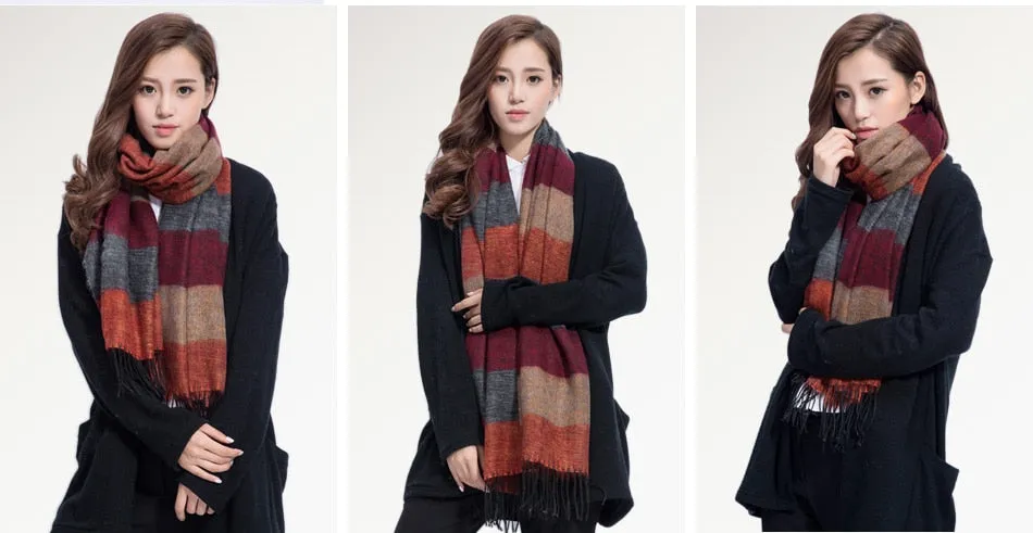 Striped and Tasseled Scarf