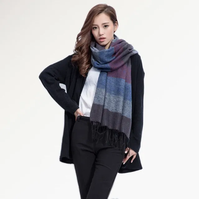 Striped and Tasseled Scarf