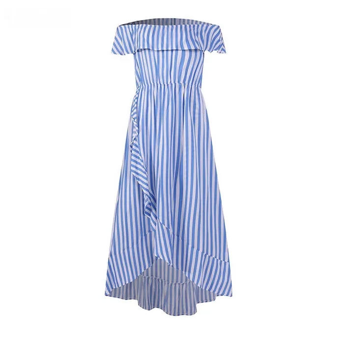 Summer Wrap Striped Beach Swing Maxi Dress