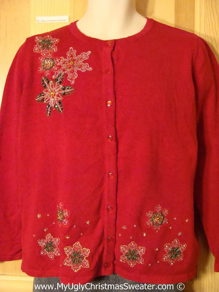 Tacky Red Sweater with Bling Snowflakes (f1204)